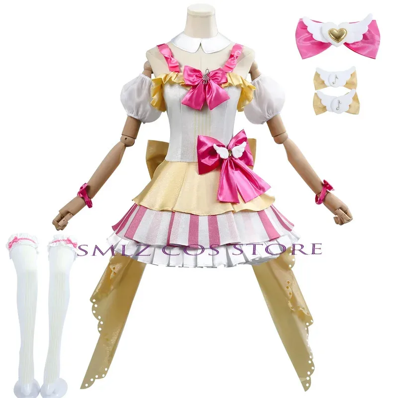 CyManaka Laala Cosplay Anime Pripara Costume Lala Parrucca Ragazza Abito da principessa Abito da festa di Halloween Gioco di ruolo per donna