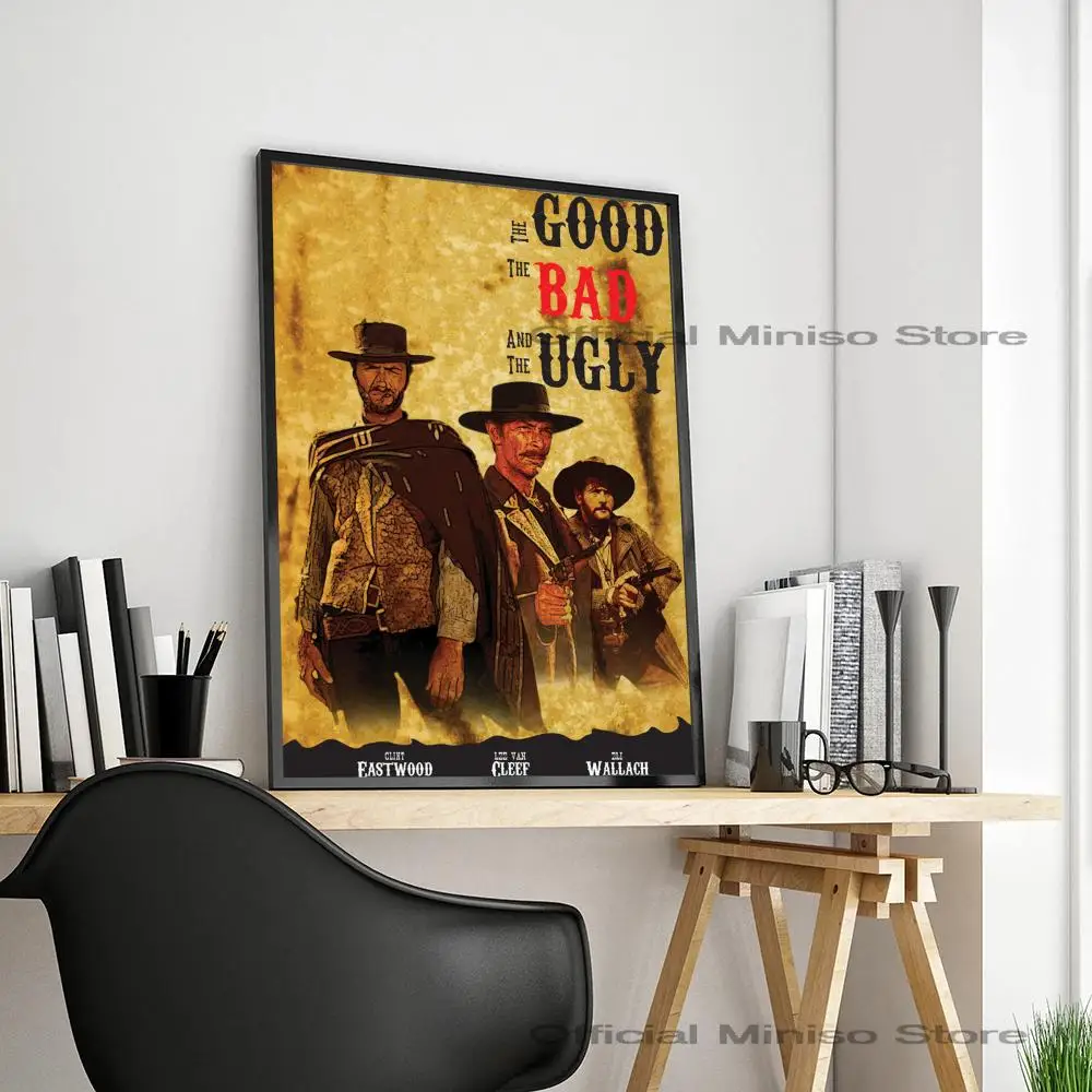 1pc Vintage The Good The Bad And The Ugly Poster Self-adhesive Art Waterproof Paper Sticker Coffee House Bar Room Wall Decor