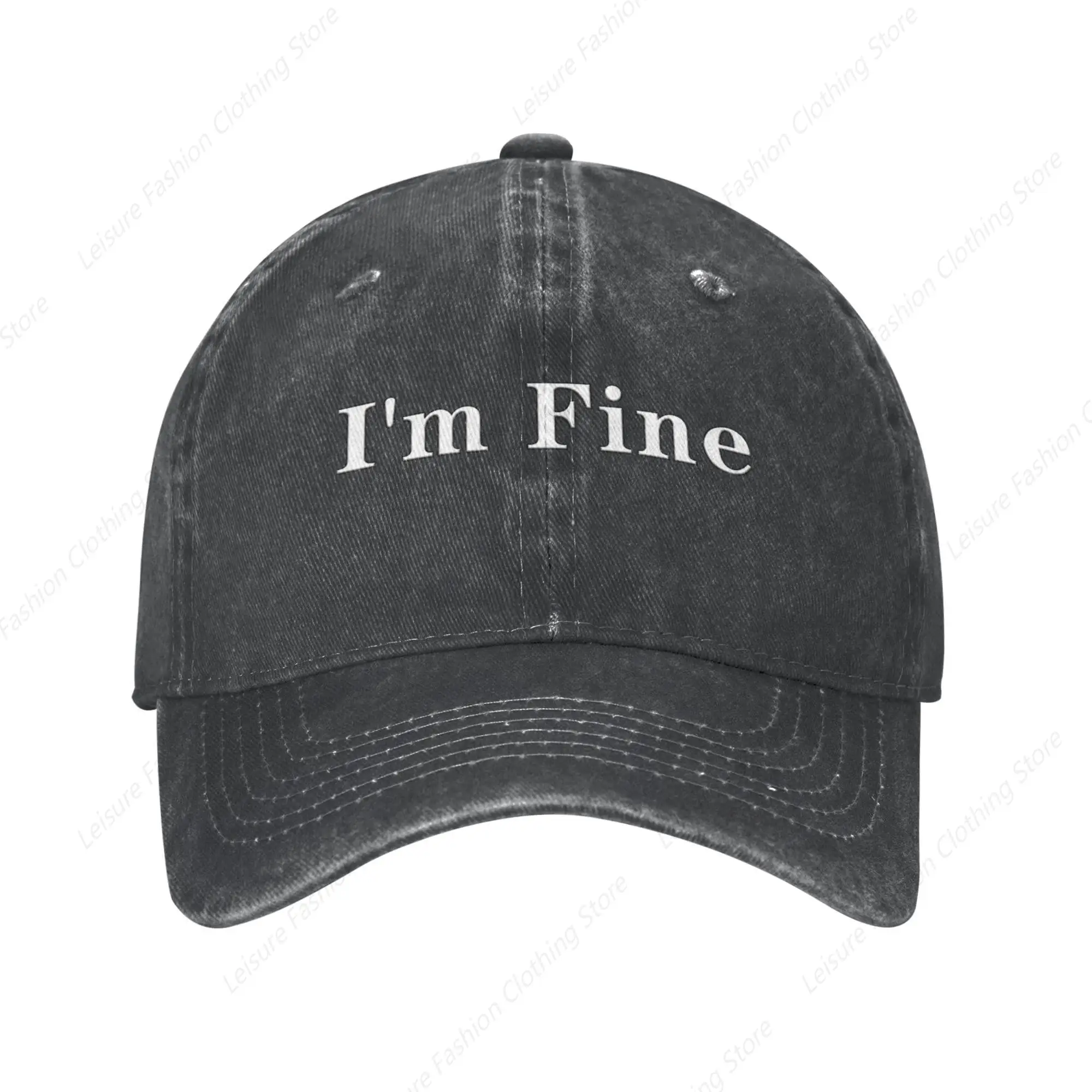 

I'm Fine Hat for Men Women Vintage Washed Distressed Baseball Cap Unisex Adjustable Dad Hats