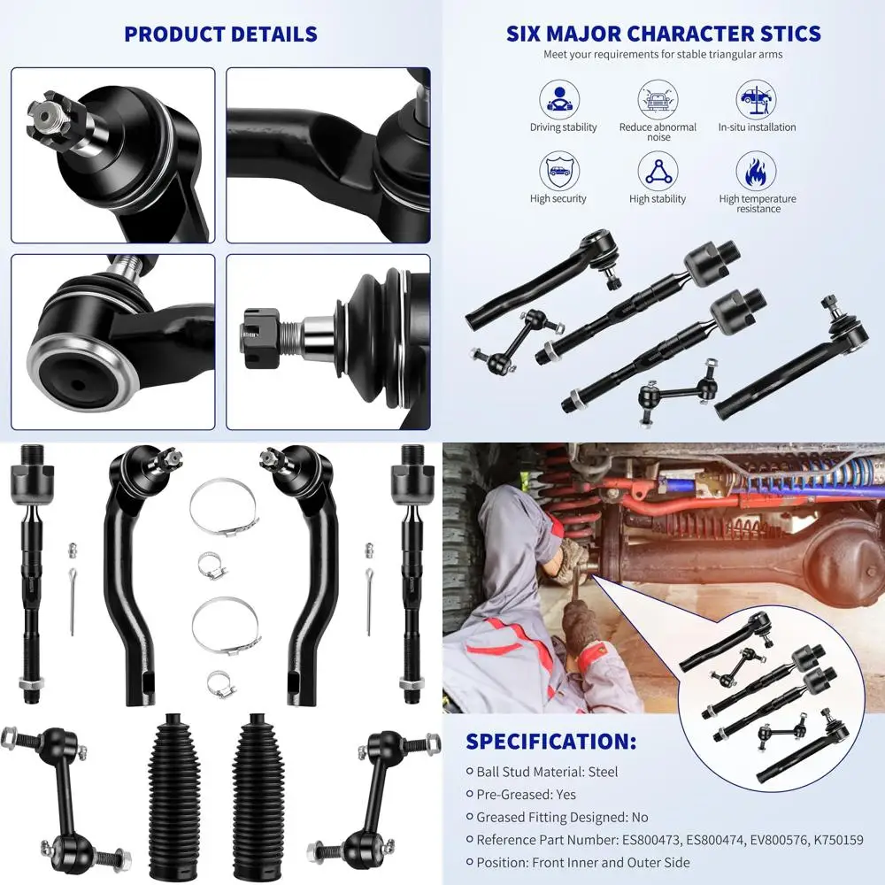 

Комплект передних рулевых тяг поперечной устойчивости для Ford Edge 2007-2014, Lincoln MKX 2007-2015, 4 внутренних и внешних наконечника рулевой тяги 2 поперечины 2 Bo