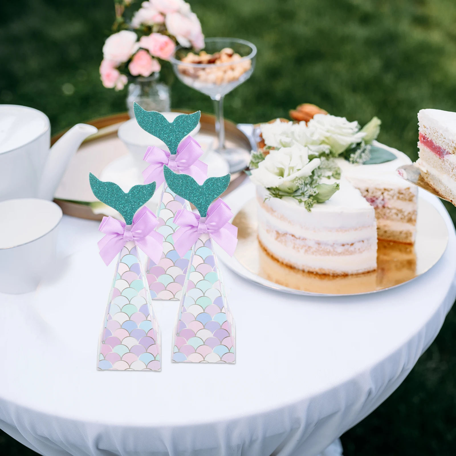 

20 Pcs Candy Box Paper Containers for Party Favors Treats Mermaid Theme Wedding Birthday Decorations Packaging Boxes