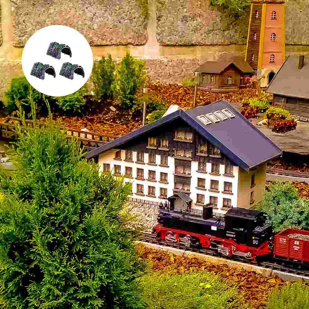 

3 Pcs Simulated Cave Scene Model Tunnel Miniature Girls Toys Artificial Train Boys Number