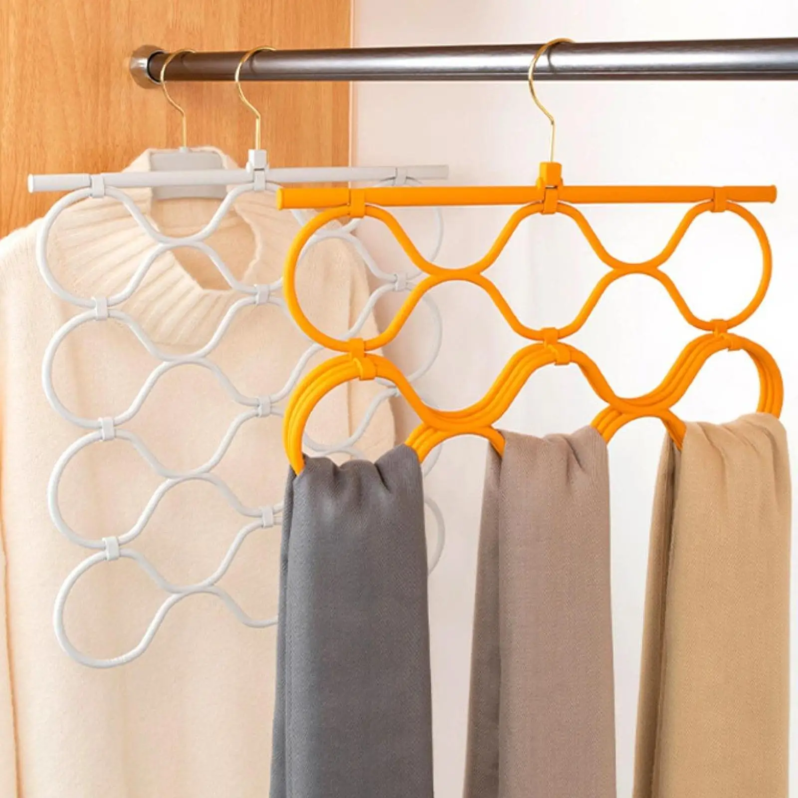 Scarf Hanger Anti Slip Non Slip 18 Rings Tie Hanger Liquid Silicone Clothing Hanger Tie Rack for Shawl Tie Belt Pants image 3