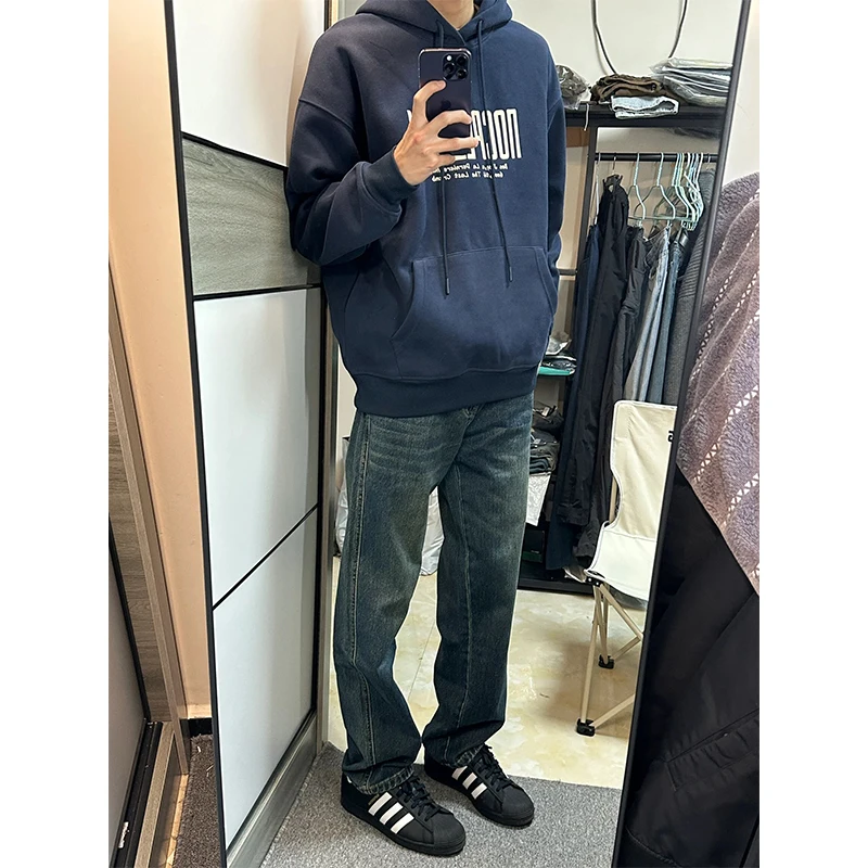 

Мужские джинсы Deep Blue American Style: весенне-осенние, прямые, зауженные, с высокой талией, на молнии, повседневные