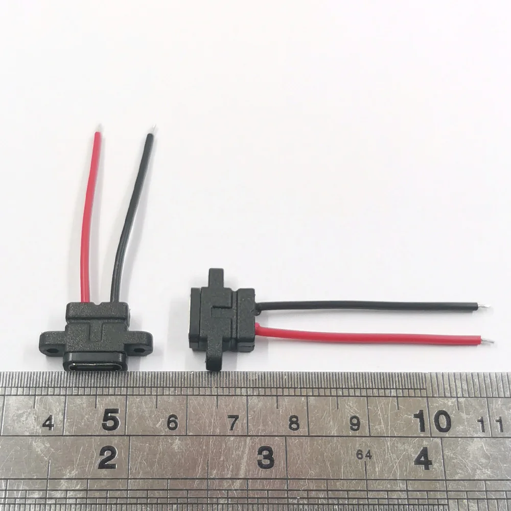 مقاوم للماء أنثى USB نوع C منفذ المقبس مع ثقب المسمار ، تهمة سريعة ، واجهة الشحن ، موصل USB مع كابل ، 2 دبوس