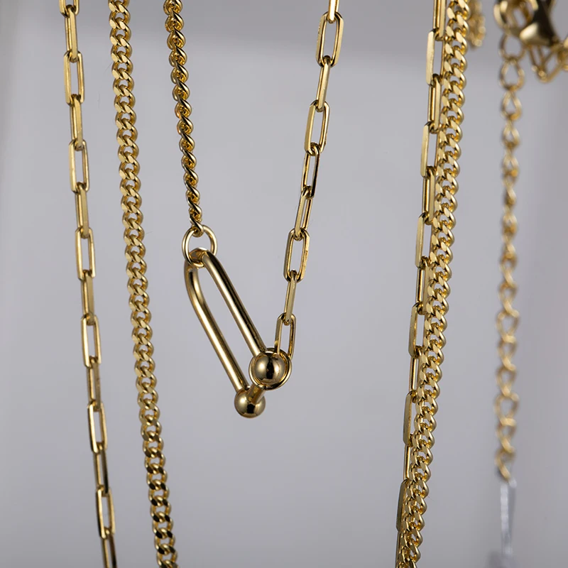 Joyeria Cenci Drielaagse Ketting Mode Sieraden Kettingen Hiphop 18K Gouden Sieraden 925 Zilveren Sieraden Ketting Met Karabijnhaak