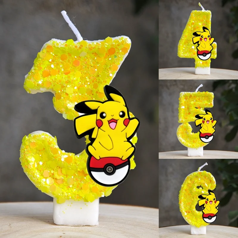 Bougie Pokemon Pikachu monstre numérique pour enfants, décoration de gâteau d'anniversaire, fournitures de figurines Anime, accessoires de fête, cadeaux de noël