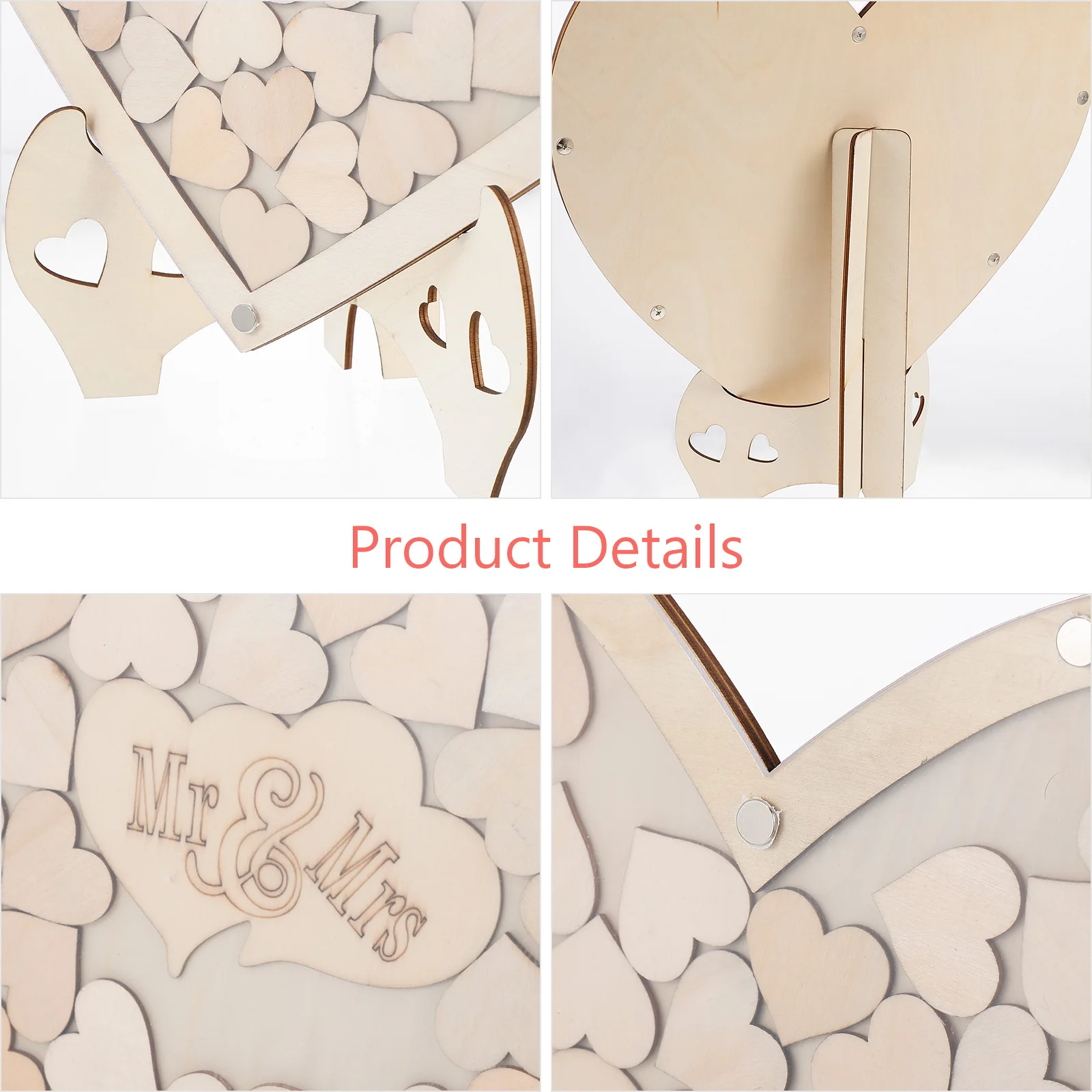 

1 Set Rustic Heart-Shaped Wedding Sign Book DIY Guest Signature Decoration