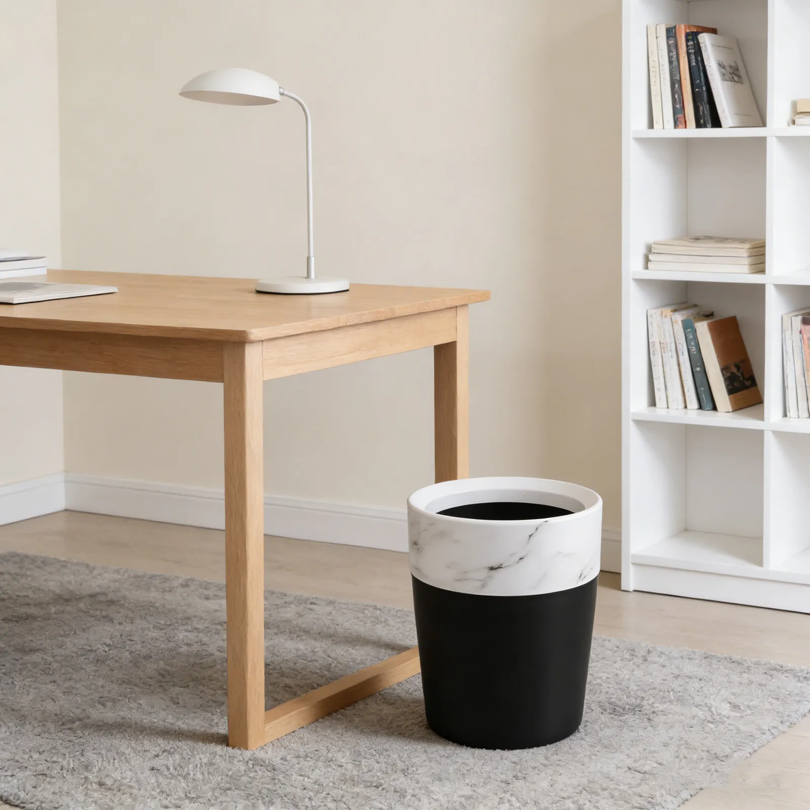 

Marble Pattern Garbage Bin Large Capacity Modern Decorative Plastic Wastebasket for Kitchen Bathroom Living Room Office Indoor