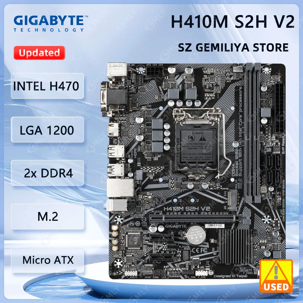 GIGABYTE H410M S2H V2 carte m�re Intel H470 LGA1200 DDR4 32GB prise en charge i5-10600 10100 10900 10400 10105