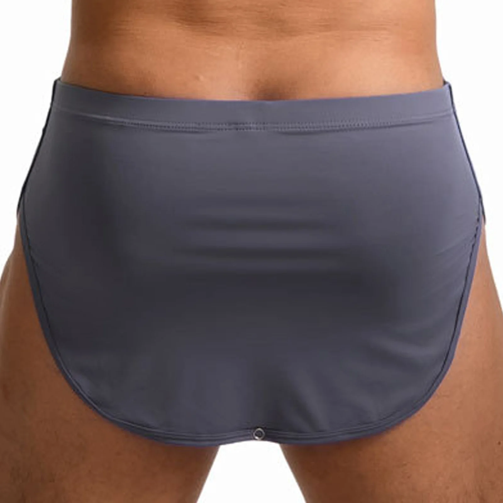 Men Sides Split Press Button Crotch Boxer Briefs Elastic Waistband Quick-Drying Athletic Shorts for Gym Fitness Running Cycling