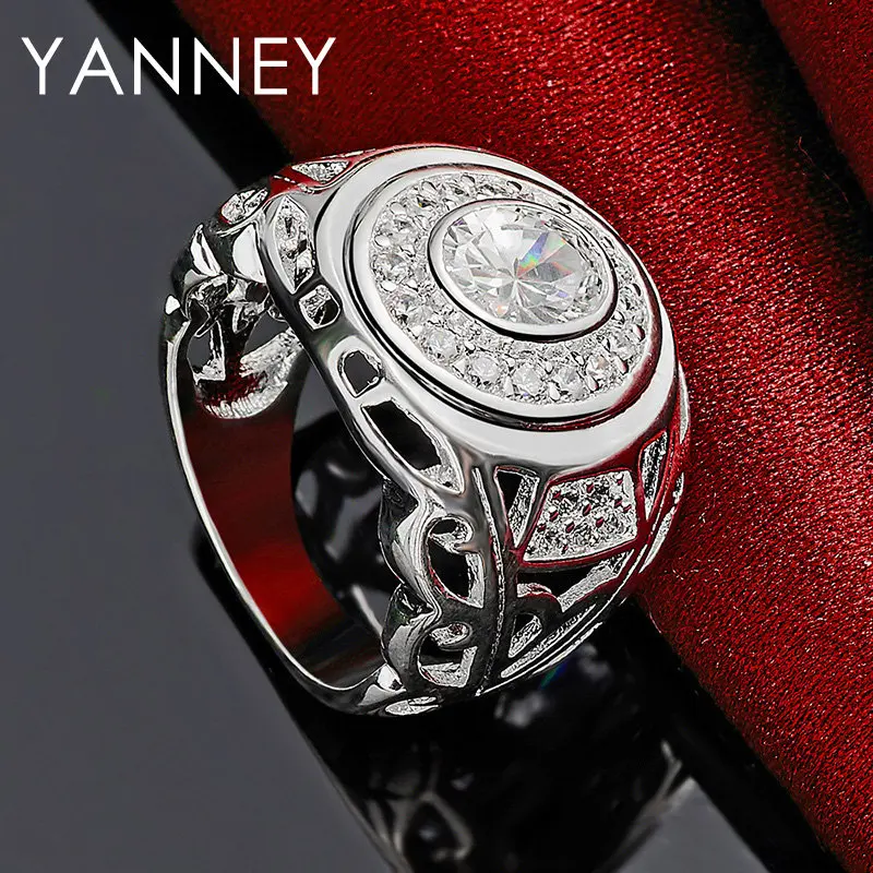 New 925 Sterling Silver 6/7/8/9/10# Beautiful Large Zircon Men's Ring For Femininity Wedding Charm Fashion Gifts Jewelry