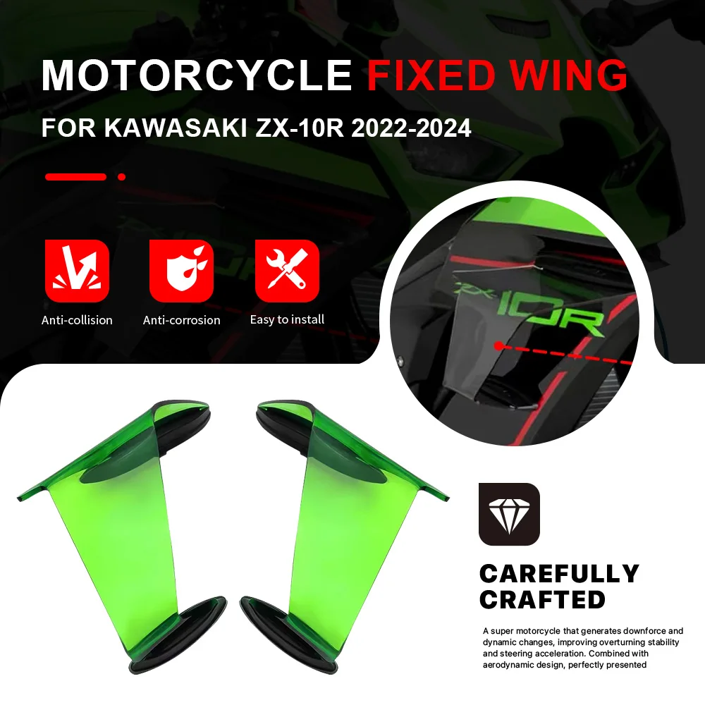 لكاواساكي ZX10R ZX 10R ZX-10R 2022-2024 دراجة نارية الهوائية الجناح الثابتة الجناح المفسد الهوائية الجناح الجنيه الهدايا المجمعة #1