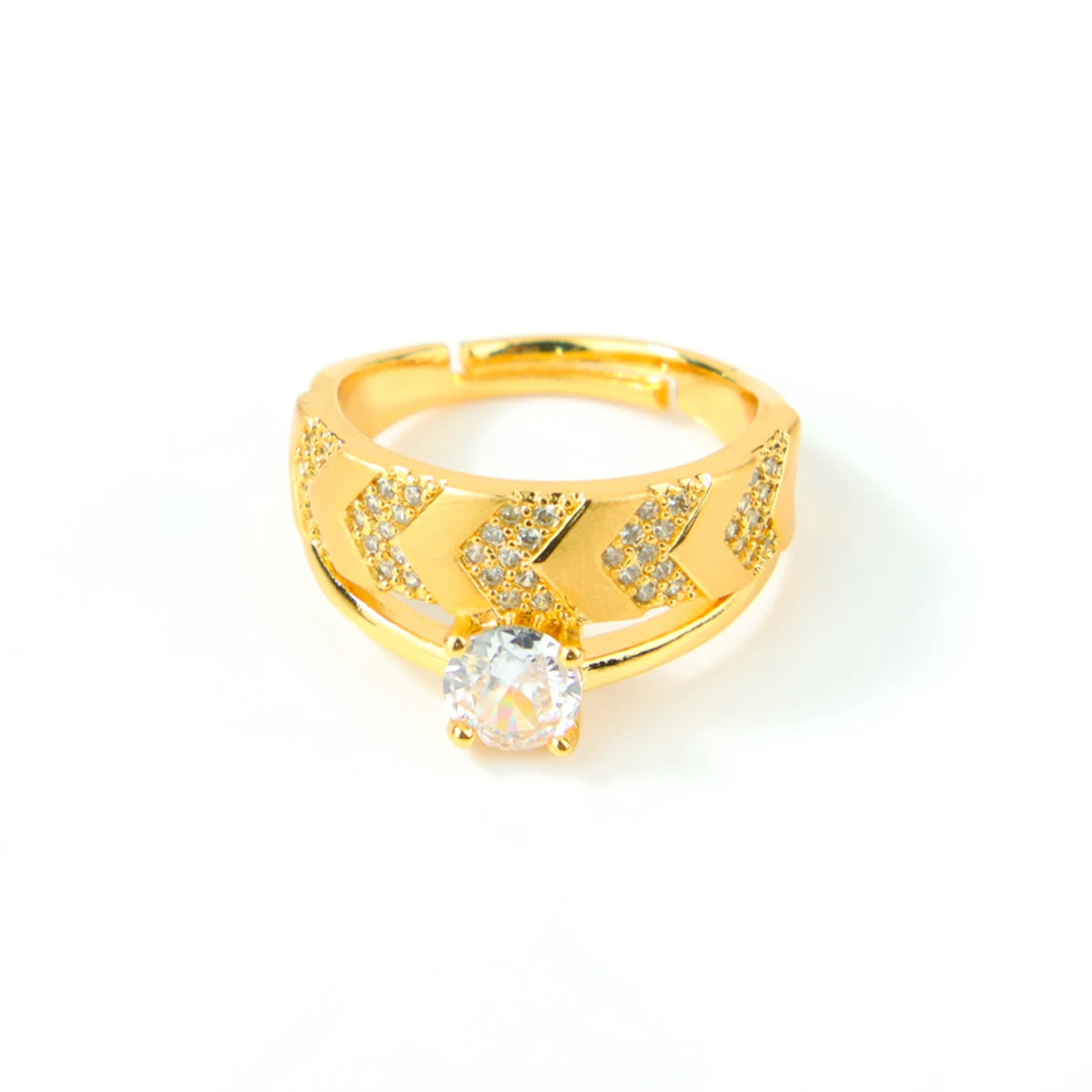 Dubai Mode Kubische Zirkonia Ringe 21k Vergoldet Arabische Braut Hochzeit Luxuriöse Paarringe Nigeria Damen Party Schmuck – Detail 9