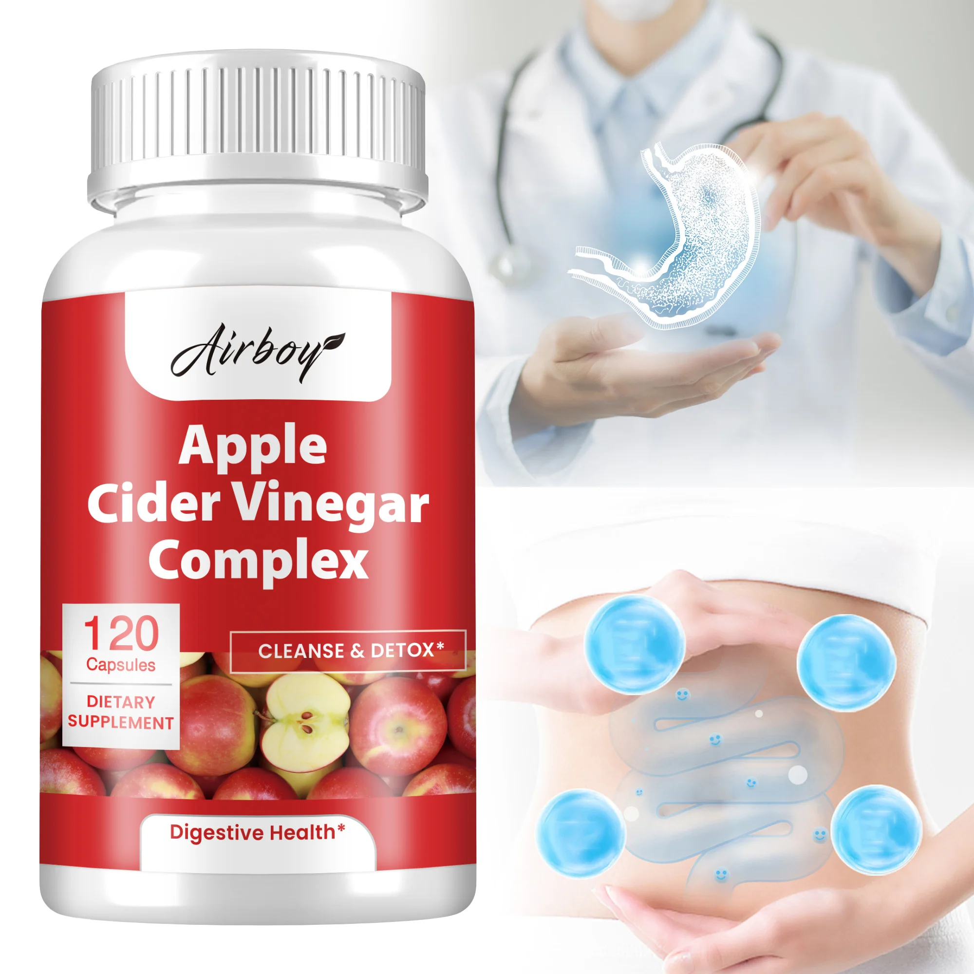 مجمع خل التفاح - تنظيف الأمعاء، إدارة الوزن، تقليل الإمساك، يحسن الهضم، التمثيل الغذائي #1