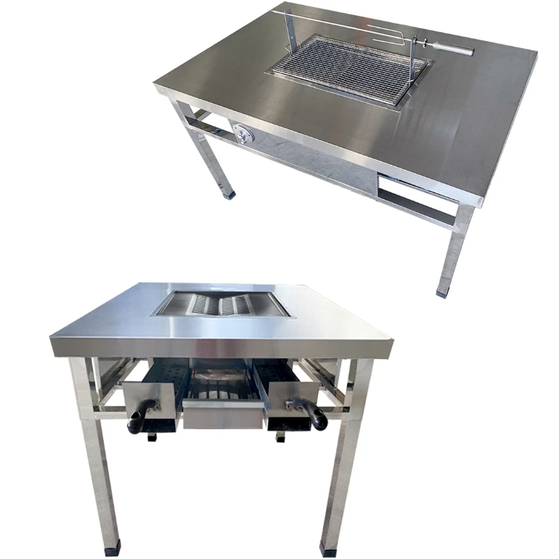 

Smokeless barbecue table Commercial stainless steel self-service environmental protection household outdoor stall barbecue table