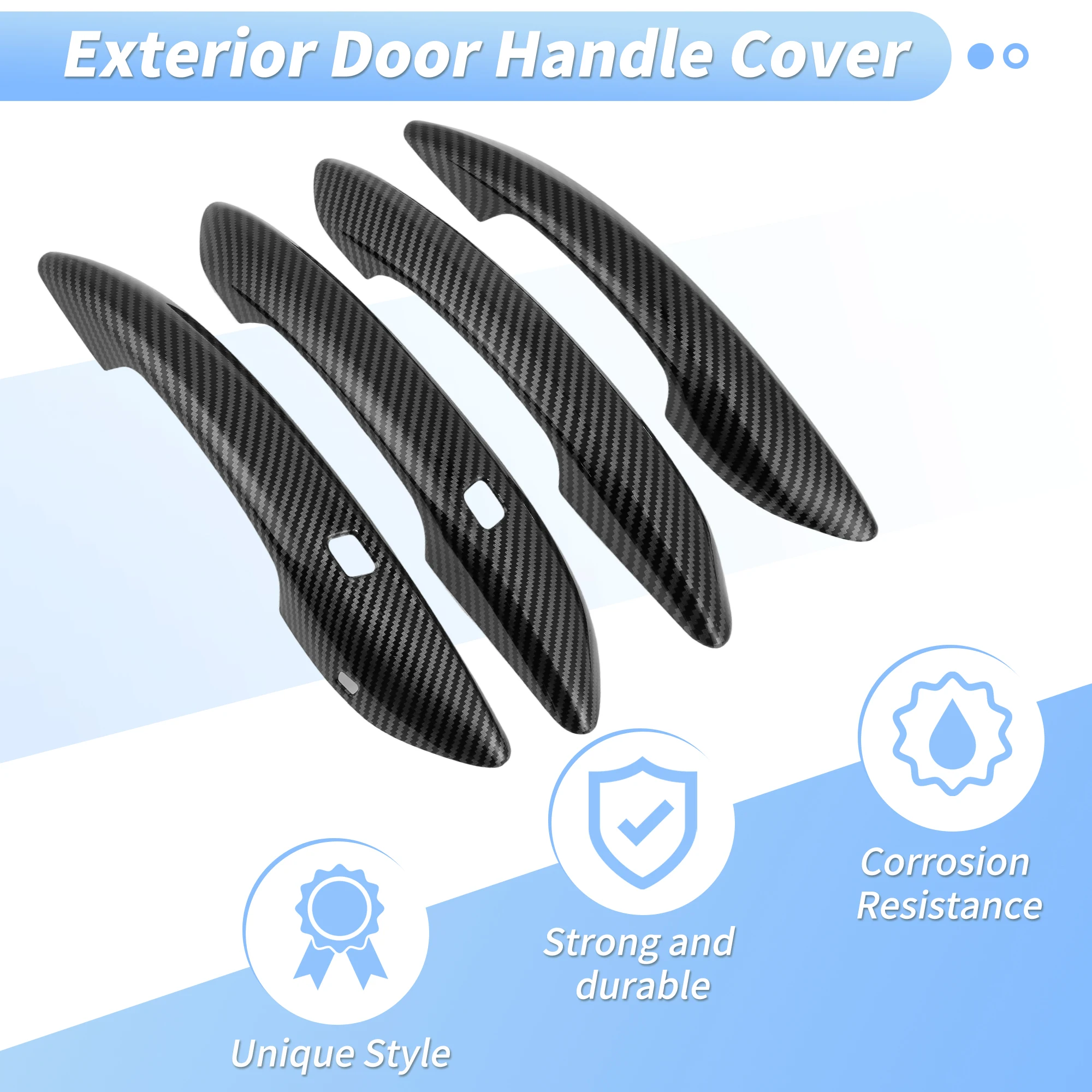 

Накладки на ручки дверей UXCELL для Hyundai Sonata 2024-2025, черные, с узором под карбон, для наружных ручек