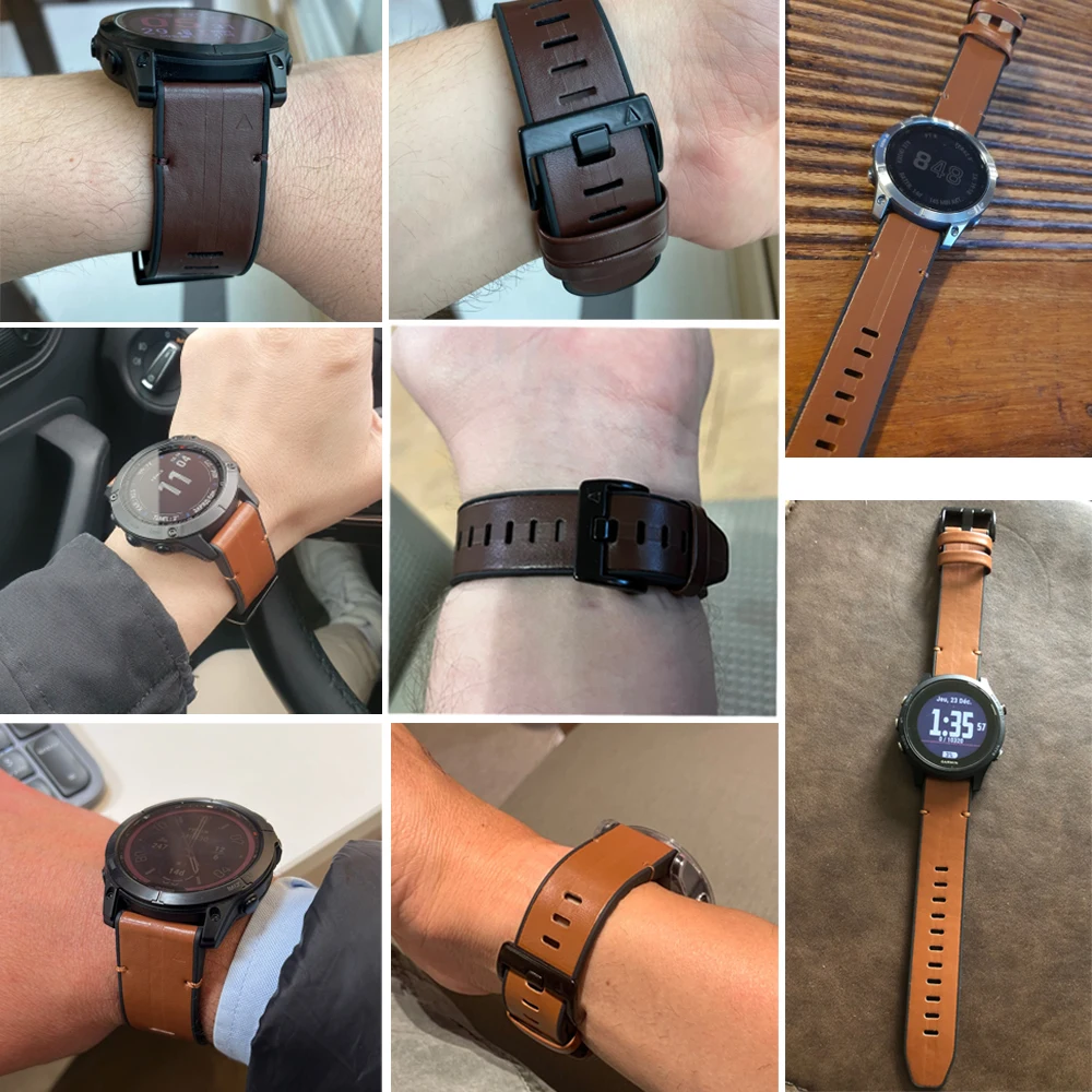 ガーミンフェニックスの本革バンド,スマートウォッチストラップ,Garmin fenix 7,7x,6,6x pro,5x,5 plus,epix gen 2, 22mm, 26mm