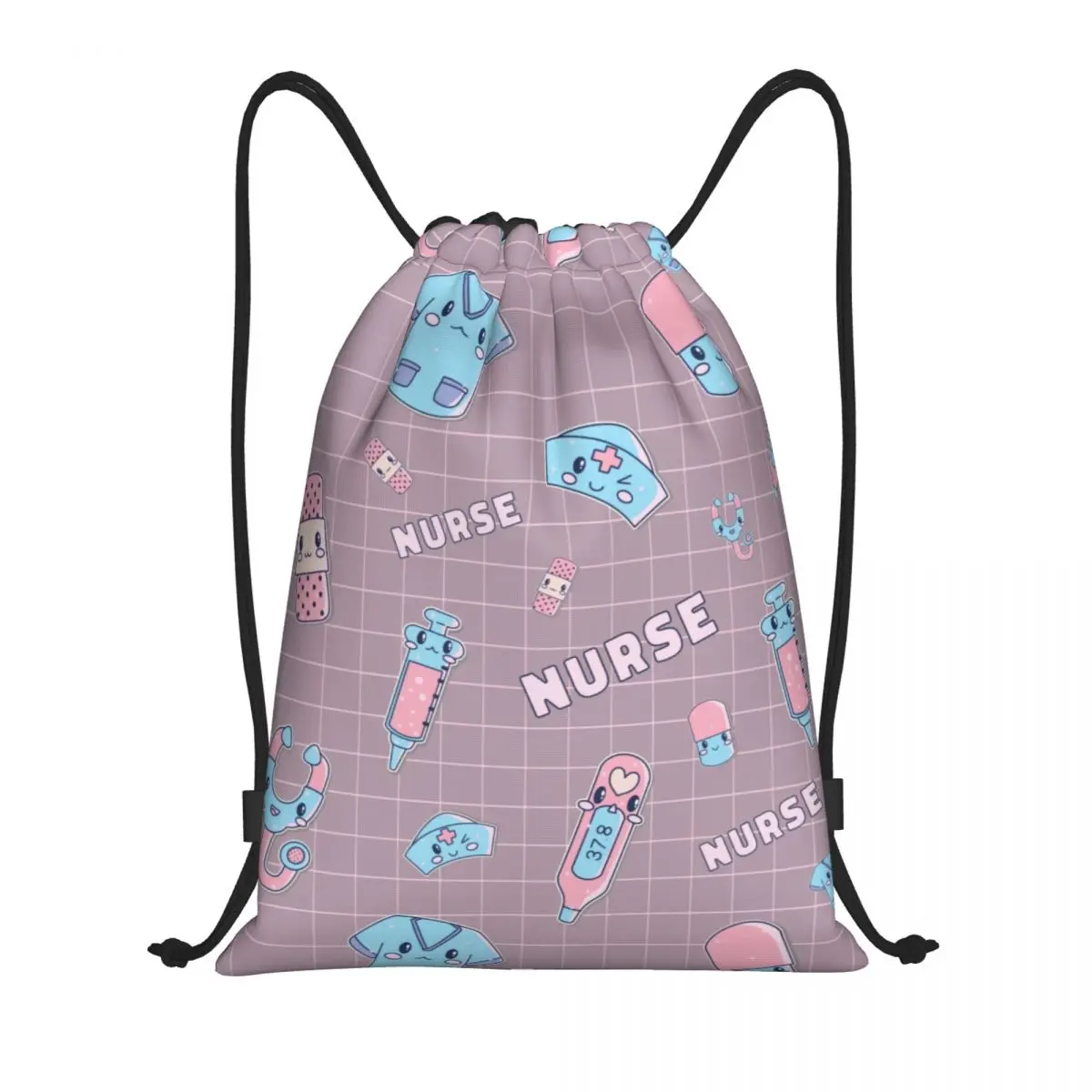 Custom Kawaii Hospital Medical Drawstring Backpack Women Men Sport Gym Sackpack Portable Nurses Nursing Training Bag Sack