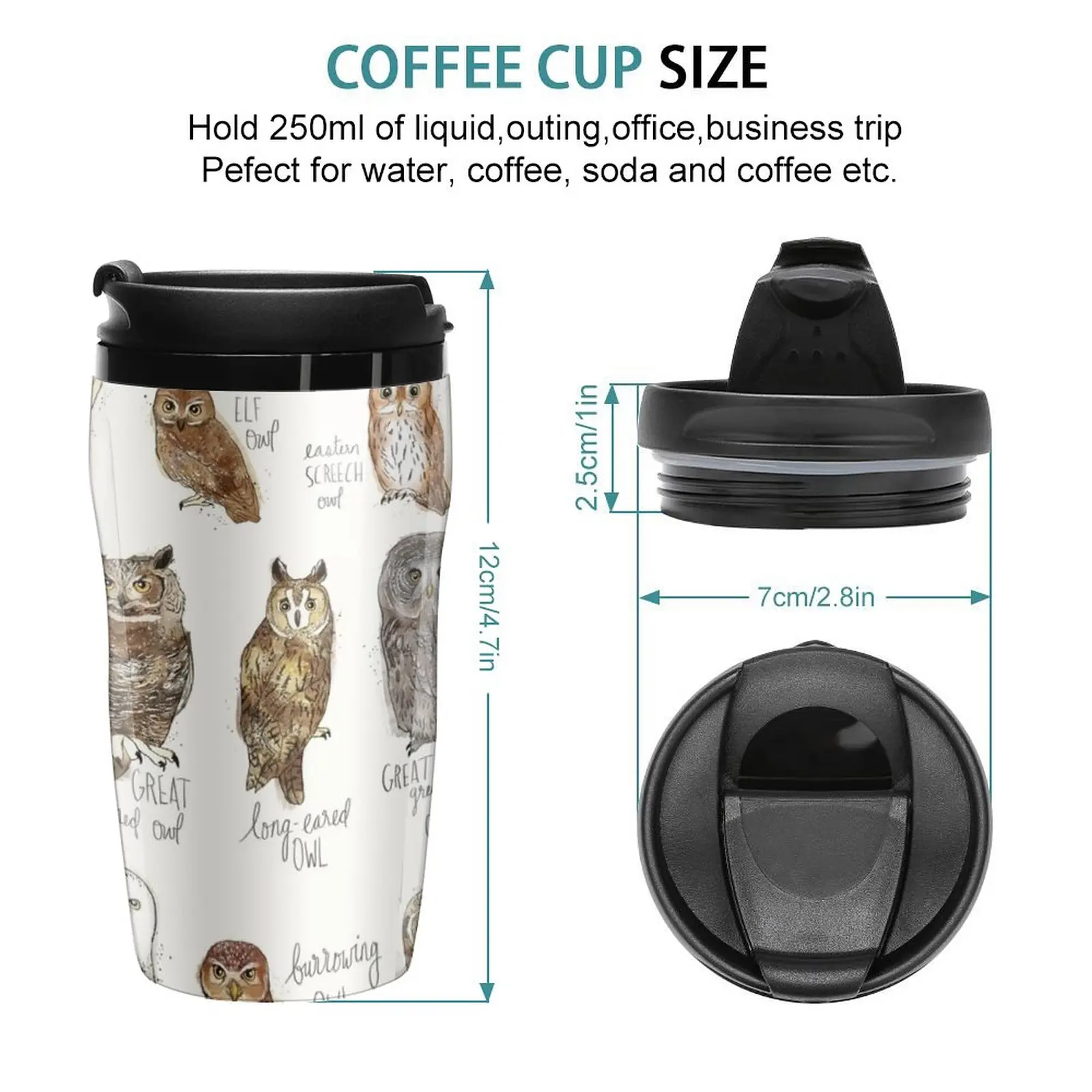 New Owls Travel Coffee Mug Vintage Cup Thermos Coffee