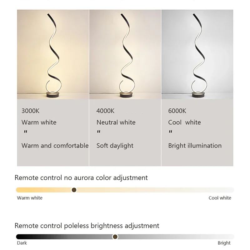 Lámpara de pie LED moderna con Control remoto inteligente, brillo de temperatura de Color ajustable, iluminación Vertical para sala de estar y