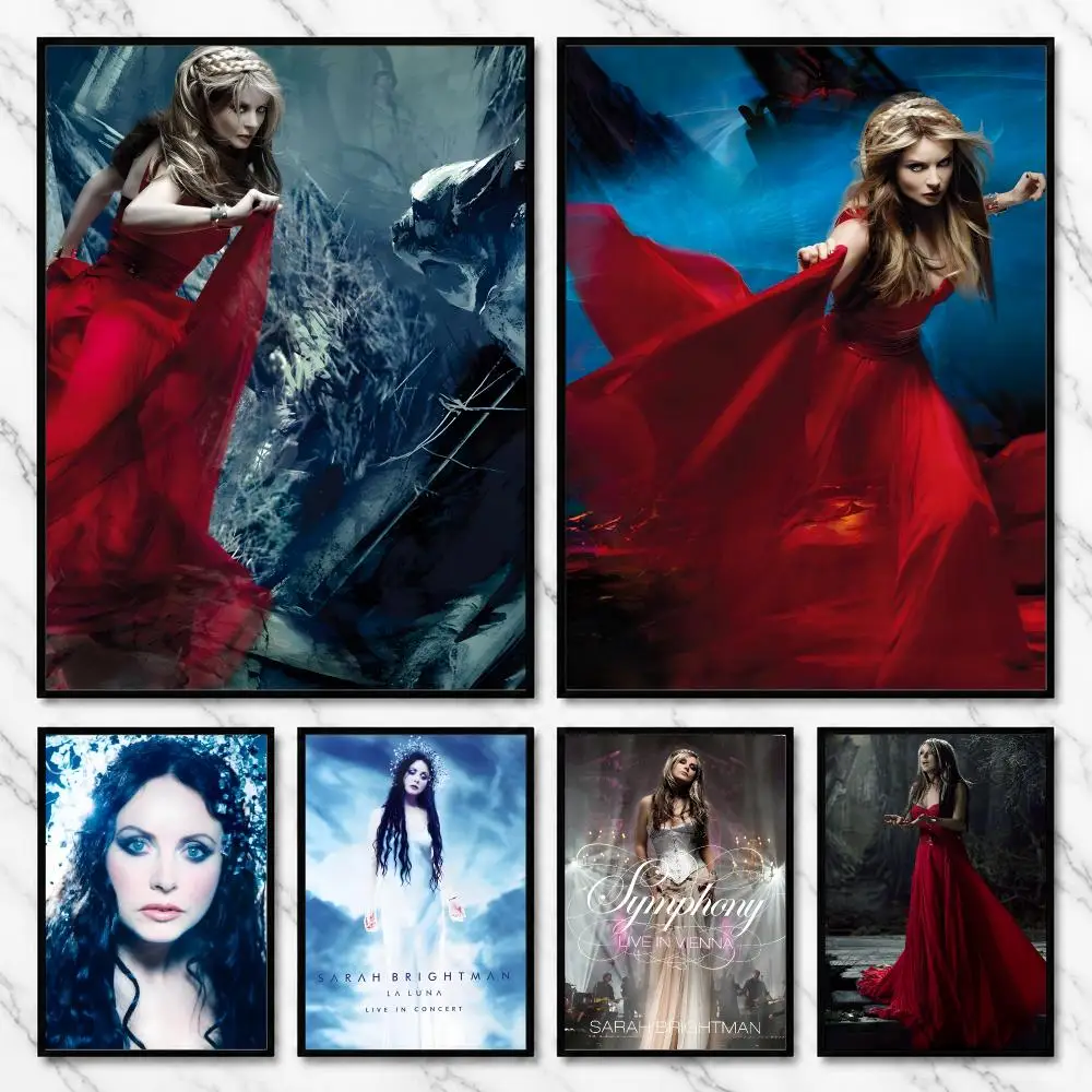 Sarah Brightman Opera Pop Singer Vocal Music Collection Poster Modern Self Adhesive Wall Art Prints for Bedroom Living Room