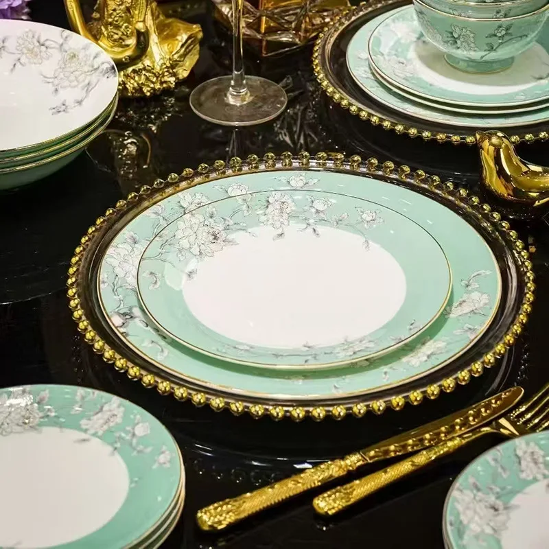High Value Light Luxury Lady Porcelain National Color Peony Tableware Set Villa Gift