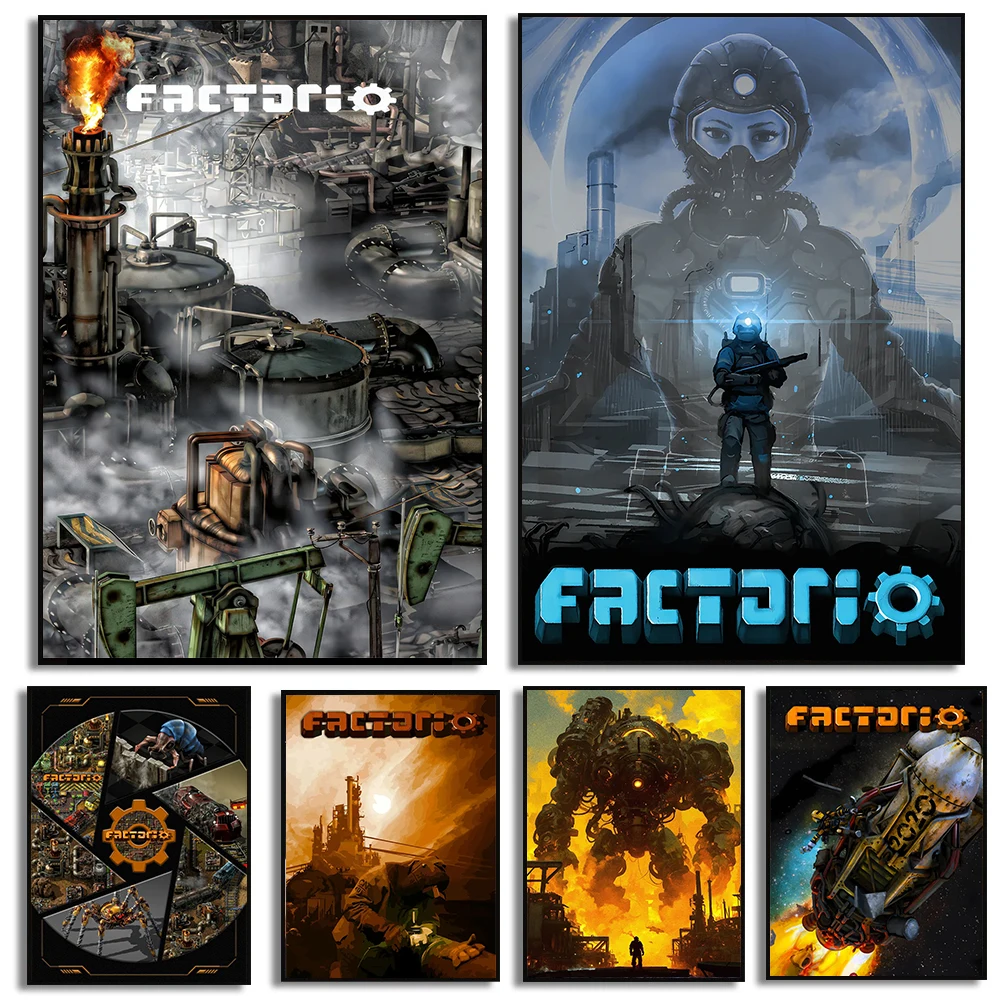 Game Factorio Poster Classic Simulation Business Games Prints Canvas Painting Factorio Wall Art Pictures Home Room Decoration