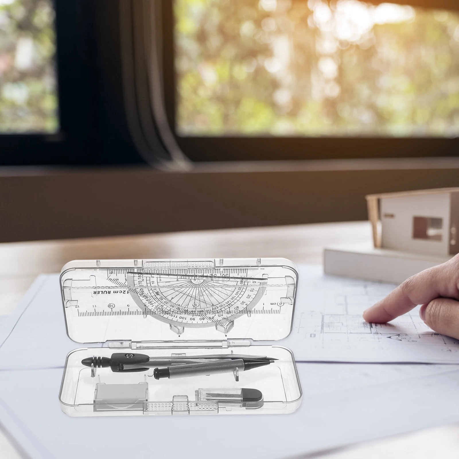 Compasses Set Metal Geometry Kit Drawing Tool Ruler Protractor Drawing Tools Metric System Math Supplies Students