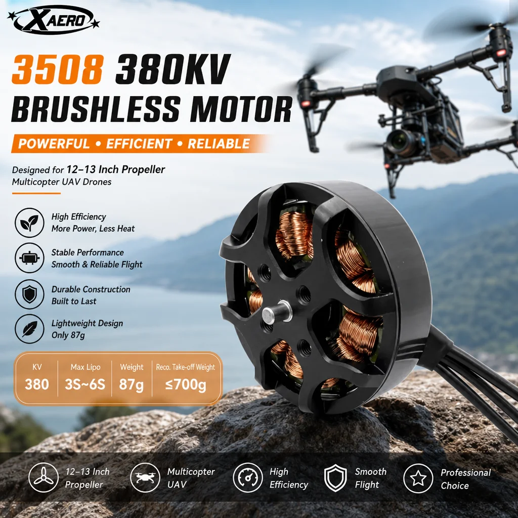 

XAERO 3508 380KV Brushless Motor for 12 13 Inch Propeller Multi Copter UAV Drone 500mm