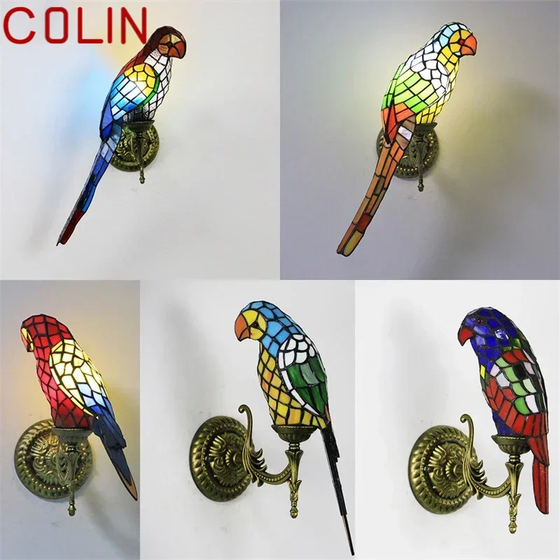 COLIN Tiffany Parrot Wall Lamp LED Creative Design Bed Sconce Bird Light for Home Living Room Bedroom Aisle Decor