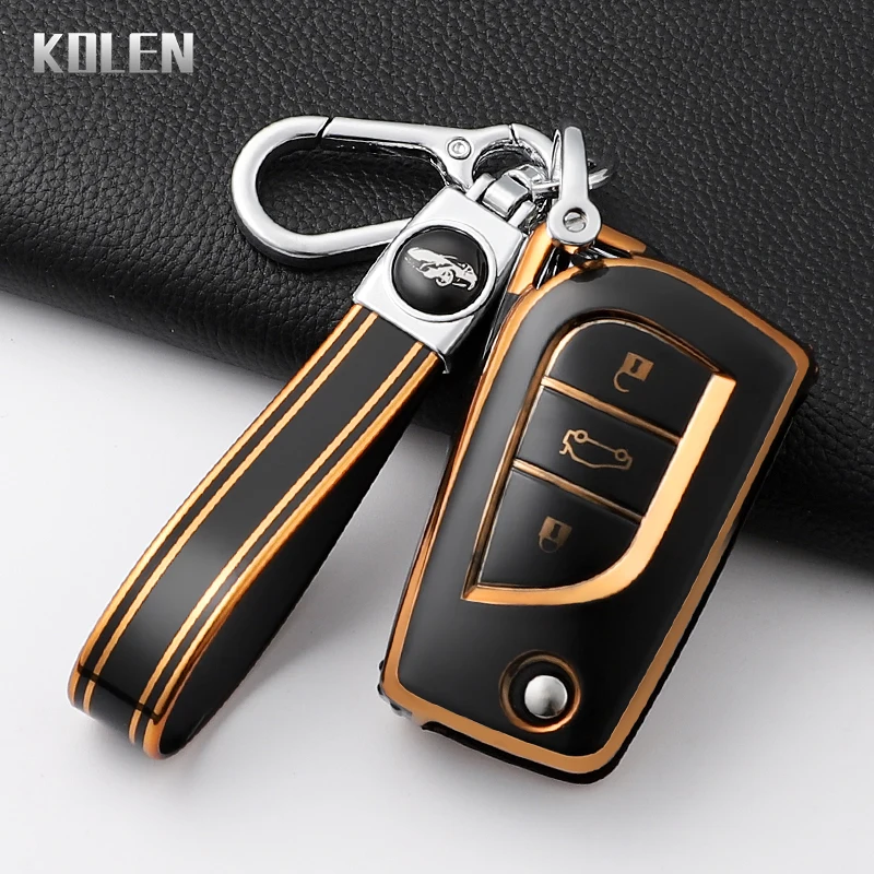 Mode TPU Auto Schlüssel Fall Abdeckung Für Toyota Aygo Yaris Highlander Camry RAV4 Corolla Land Cruiser Prado Geschützt Schlüsselbund Fob Tasche
