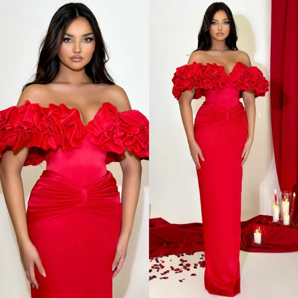 

Customized Graceful Boat Neck Evening Dress and Exquisite Satin Special Occasion Gowns and Delicate Flowers Celebrity Gowns