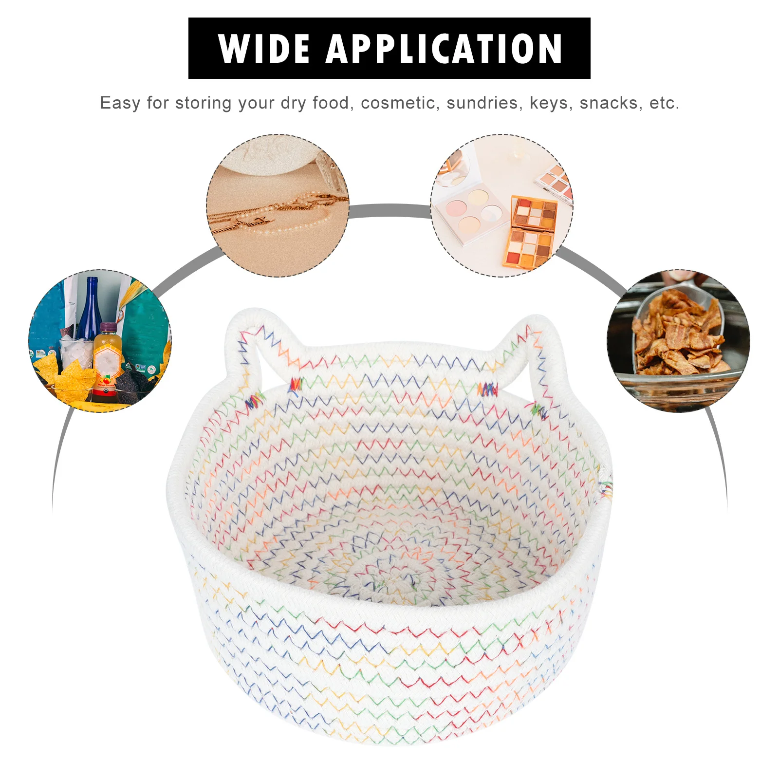 

1Pcs Cat Ear Cotton Storage Basket Decorative Organizer for Living Room Bedroom Kitchen Storage Holder Multipurpose Sundries