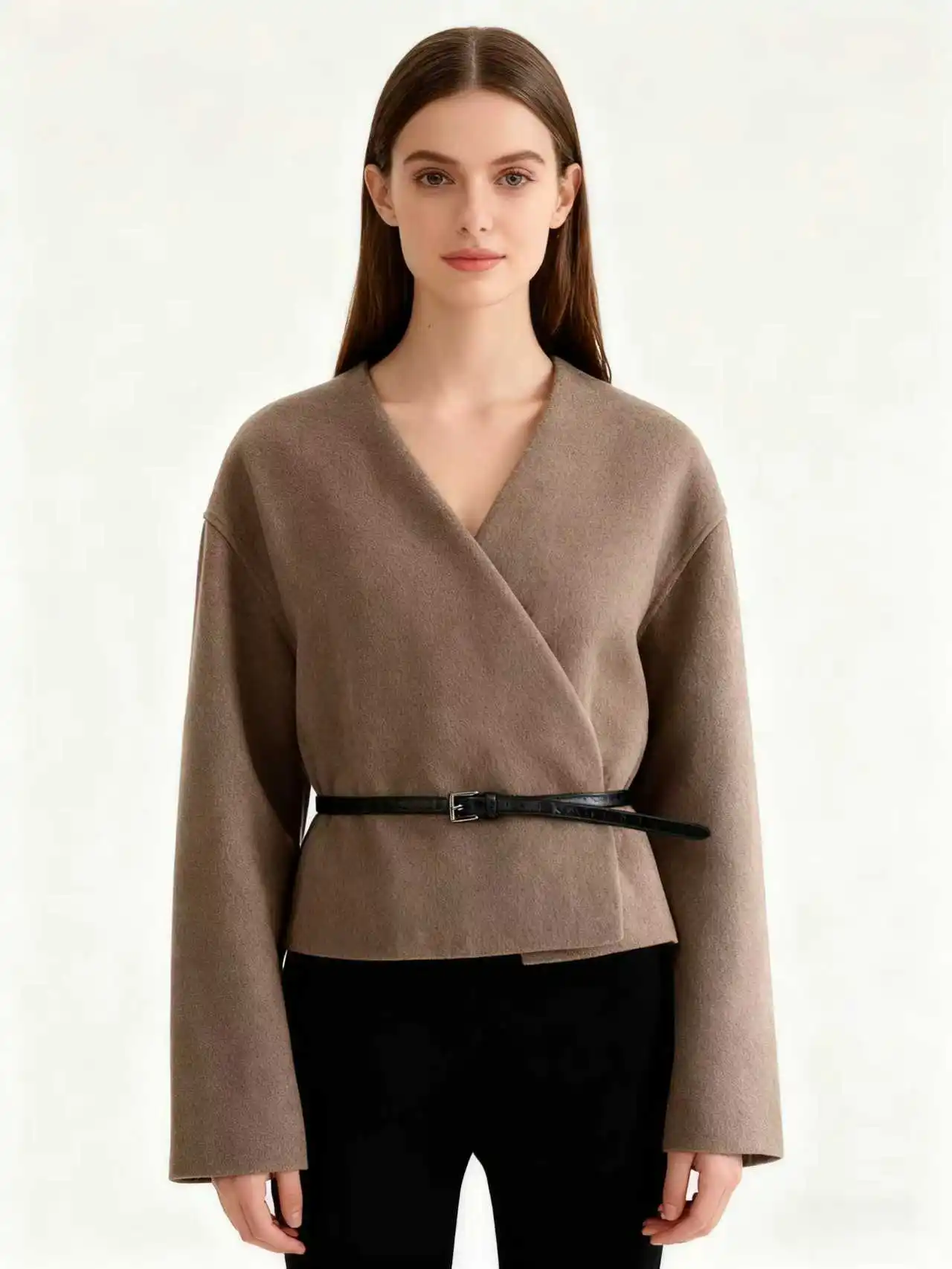 

Осень-зима 2021, новая женская одежда в европейском и американском стиле, модная повседневная темпераментная одежда с поясом и мягкой курткой