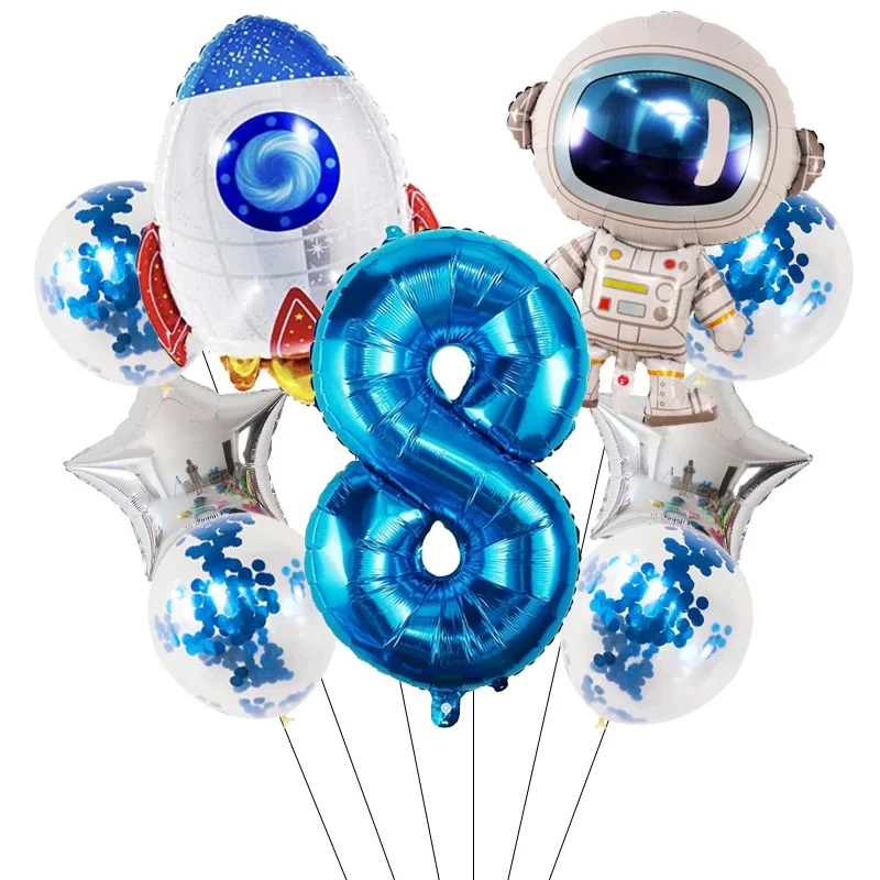 Astronauten-Weltraum-Thema Zahlenballon-Set für Jungen Kindergeburtstag Babyparty Galaxie Weltraum-Dekor Zubehör – Detail 9