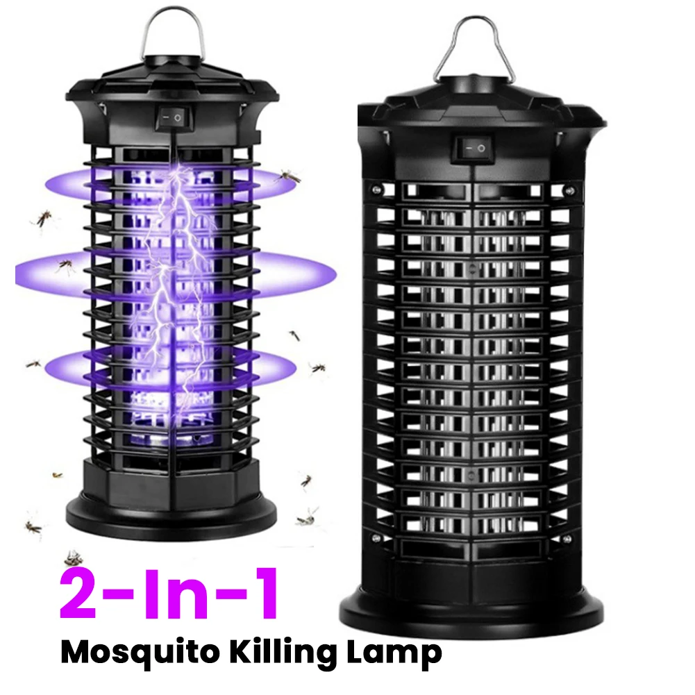 2-In-1 Microwave Bug Zapper with LED Light Electric Mosquito Trap Waterproof Insect Swatter Lamp for Home Bedroom Living Room