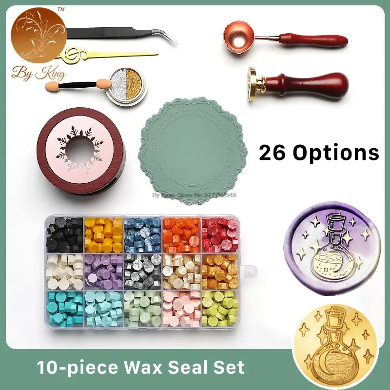 10pcs Vintage Sealing Wax Seal Kit DIY Wax Stamp Maker Invitation Envelope Decoration Stamp Wax Set Wedding Decorative Stamp