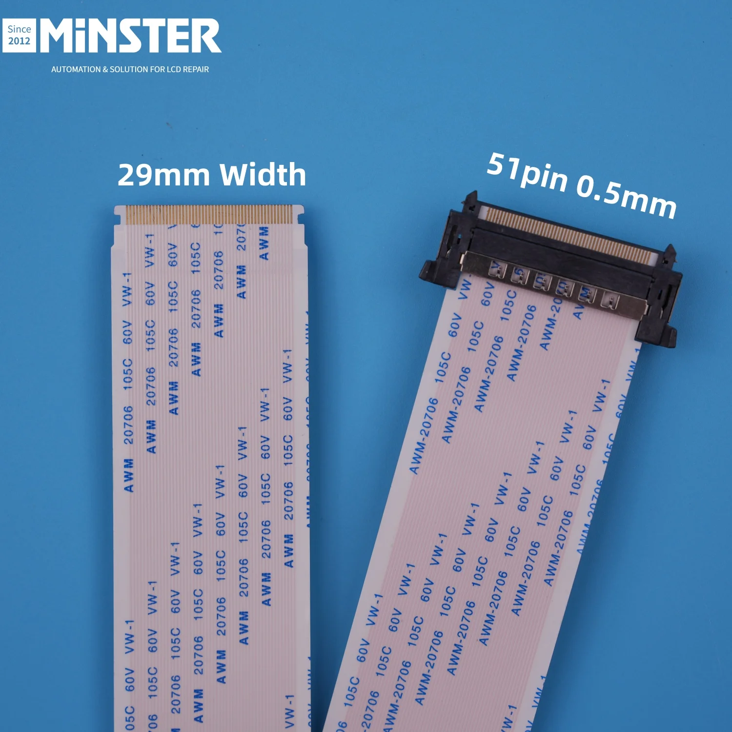 For Sony 51Pin 4K Lcd Tv Screen Cable Vybone Lvds FFC Flexible Flat Cable with Single I-PEX Connector 0.5mm Pitch 29mm