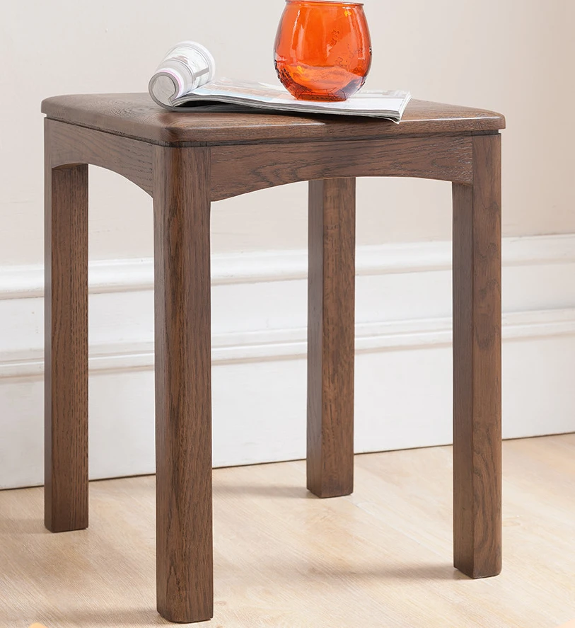 

All-oak small stool Nordic simple pure solid wood square stool small bench makeup stool walnut furniture