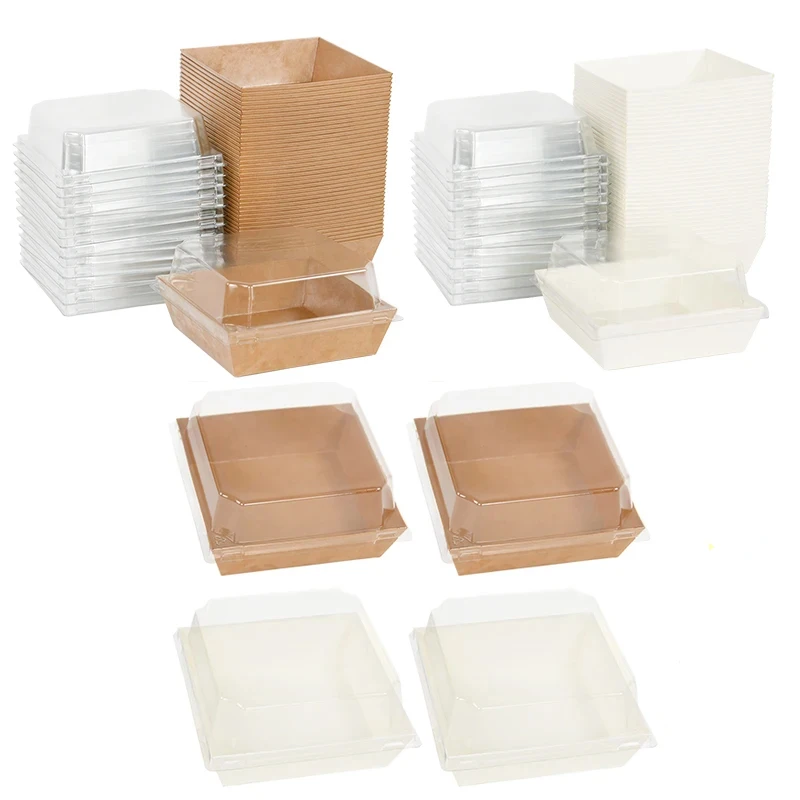 

Biodegradable Lunch Boxes for Eco-friendly Meal Kraft&White Disposable Bento Boxes for Takeaway 12*11*6.5cm 1000sets/1carton