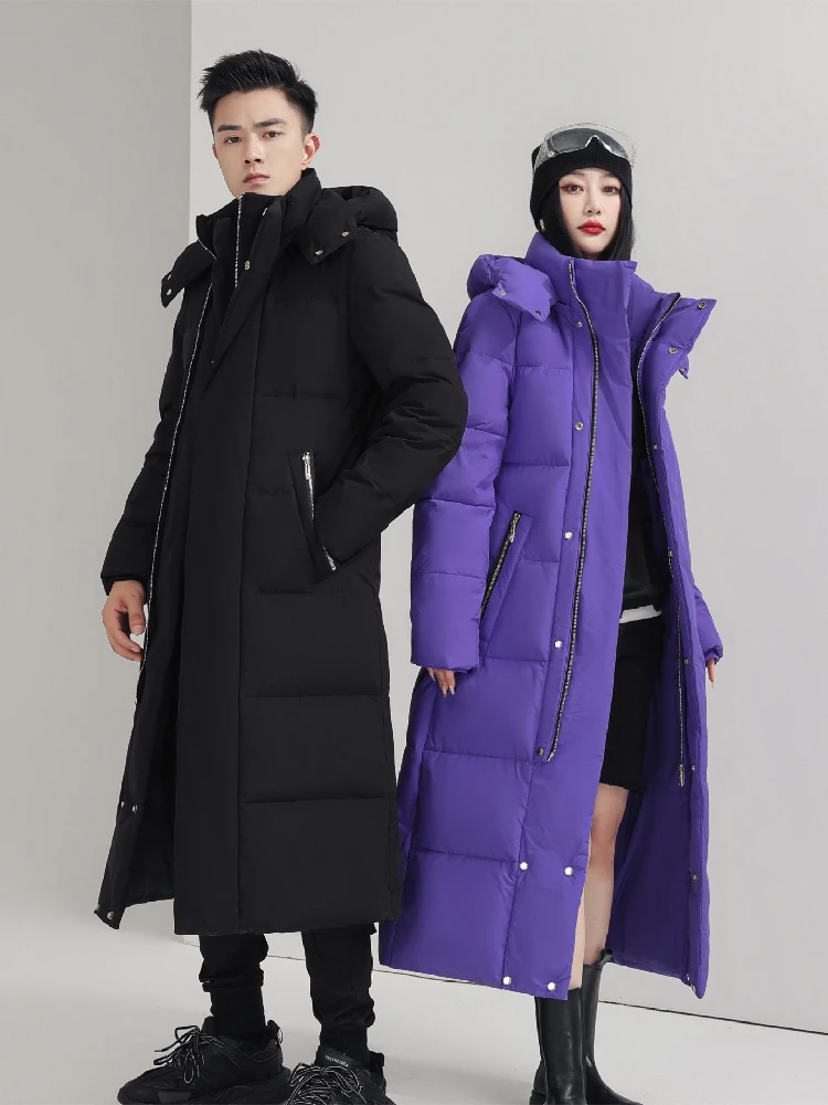 Women Winter Jacket 2022 New 90% White Duck Down Thick (Winter) Warm Long Down Coat Top Quality Hat Detachable Parkas