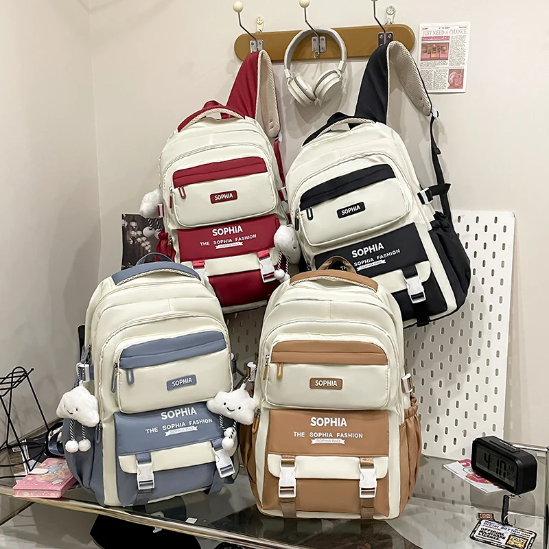 

High-Quality Large-Capacity Student Backpack Sweet and fresh college-style backpack Lightweight Color-Block Computer Backpack