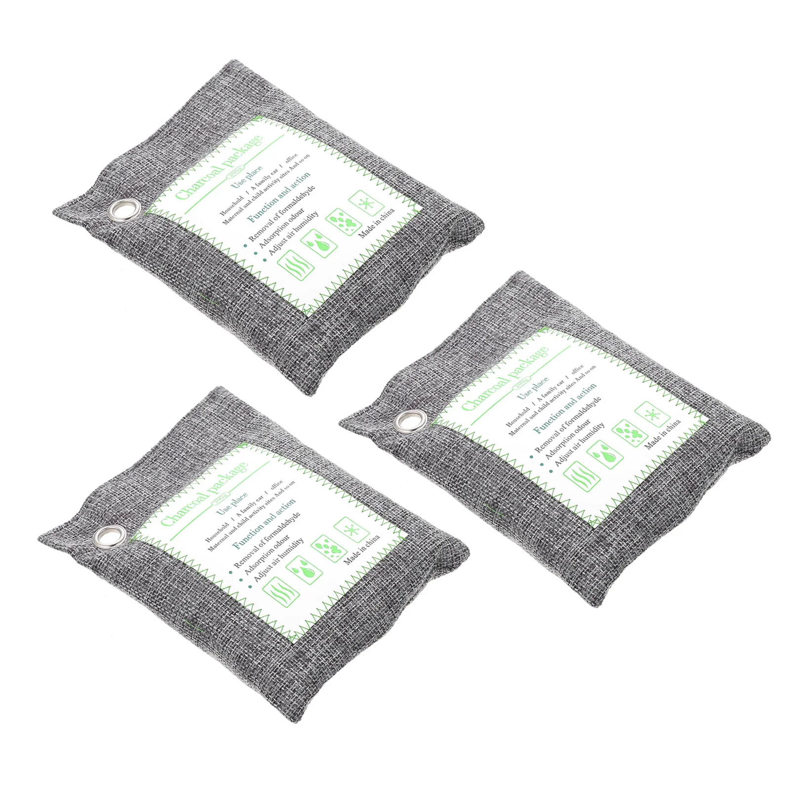 

3 Pcs Bamboo Charcoal Bag 200g Air Purifying Pouch for Car Home Closet Hanging Odor Absorber Freshener