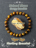 Authentic Handmade Yellow Tigers Eye Gemstone Bead Bracelet Boosts Courage Confidence Protection & Good Luck Unisex Jewelry Gift