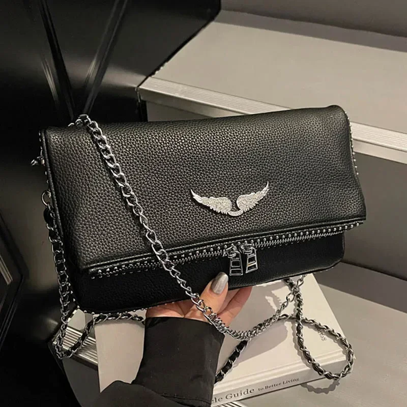 Bolso de hombro y bandolera de moda 2026, bolso cuadrado pequeño con alas para mujer, monedero pequeño y bonito, bolso de mano versátil y elegante