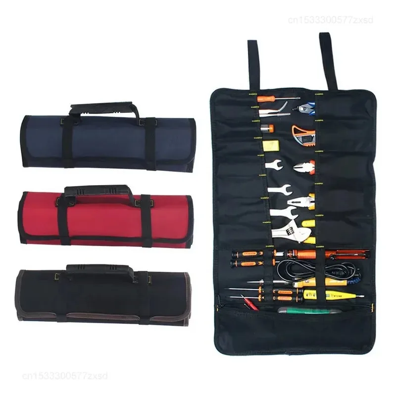Multifunction Roller Tool Bags Oxford Canvas Practical Handles Bags Chisel Electrician Carrying Toolkit Instrument Package Case.