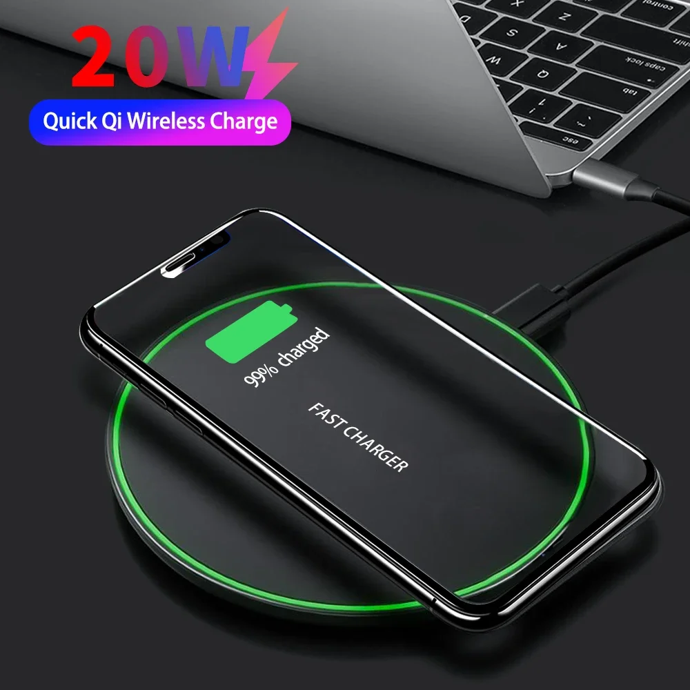 20W Fast Wireless Charger For Samsung Galaxy S10 S9/S8 S20 Note 9 USB  Charging Pad for iPhone 12 SE 11 Pro XS Max XR X 8 Plus