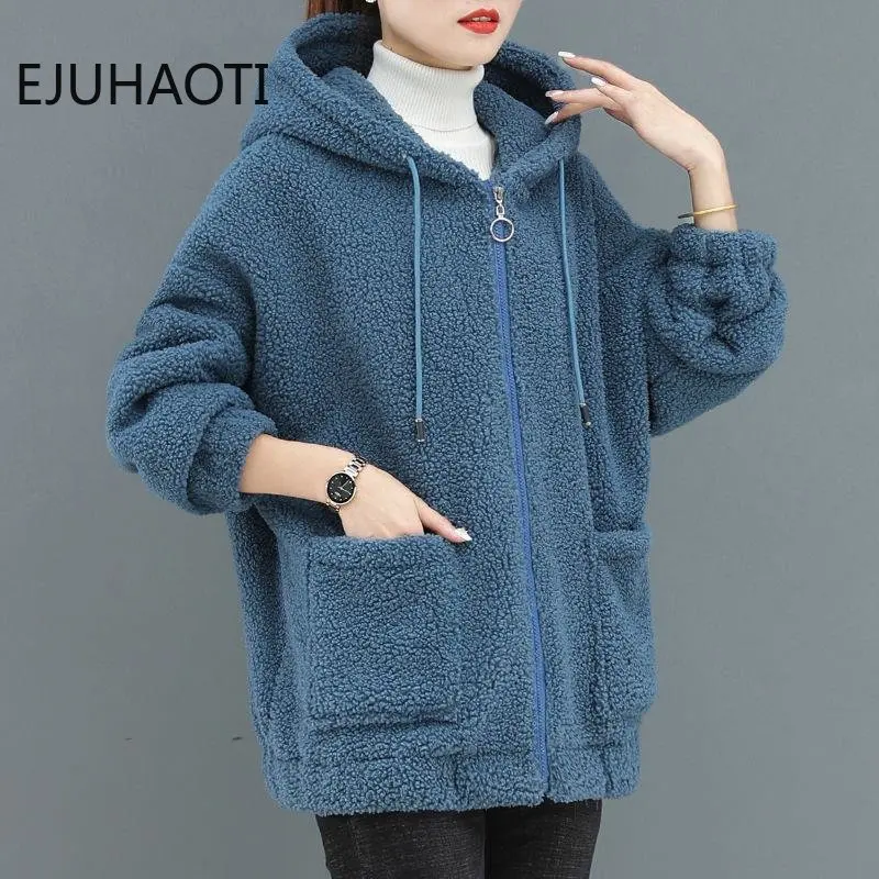 Winter Women\'s Imitation Lamb Fleece Coat Jacket New Ladies Loose Fitting Korean Fashion Sweater With Plush For Femme Cardigan