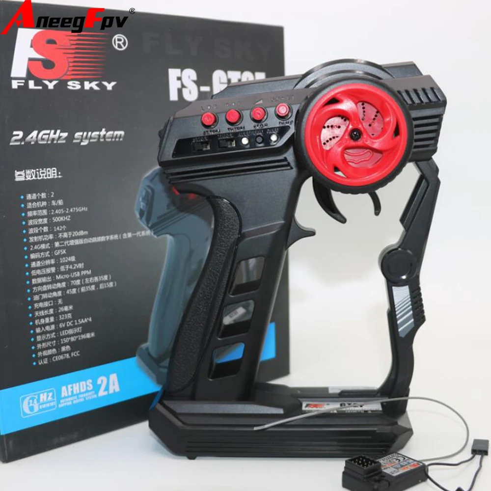 Flysky FS-GT2F 2CH 2.4GHz Remote Control Transmitter Matching FS-GR3F Receiver Accessories for RC Car RC Boat